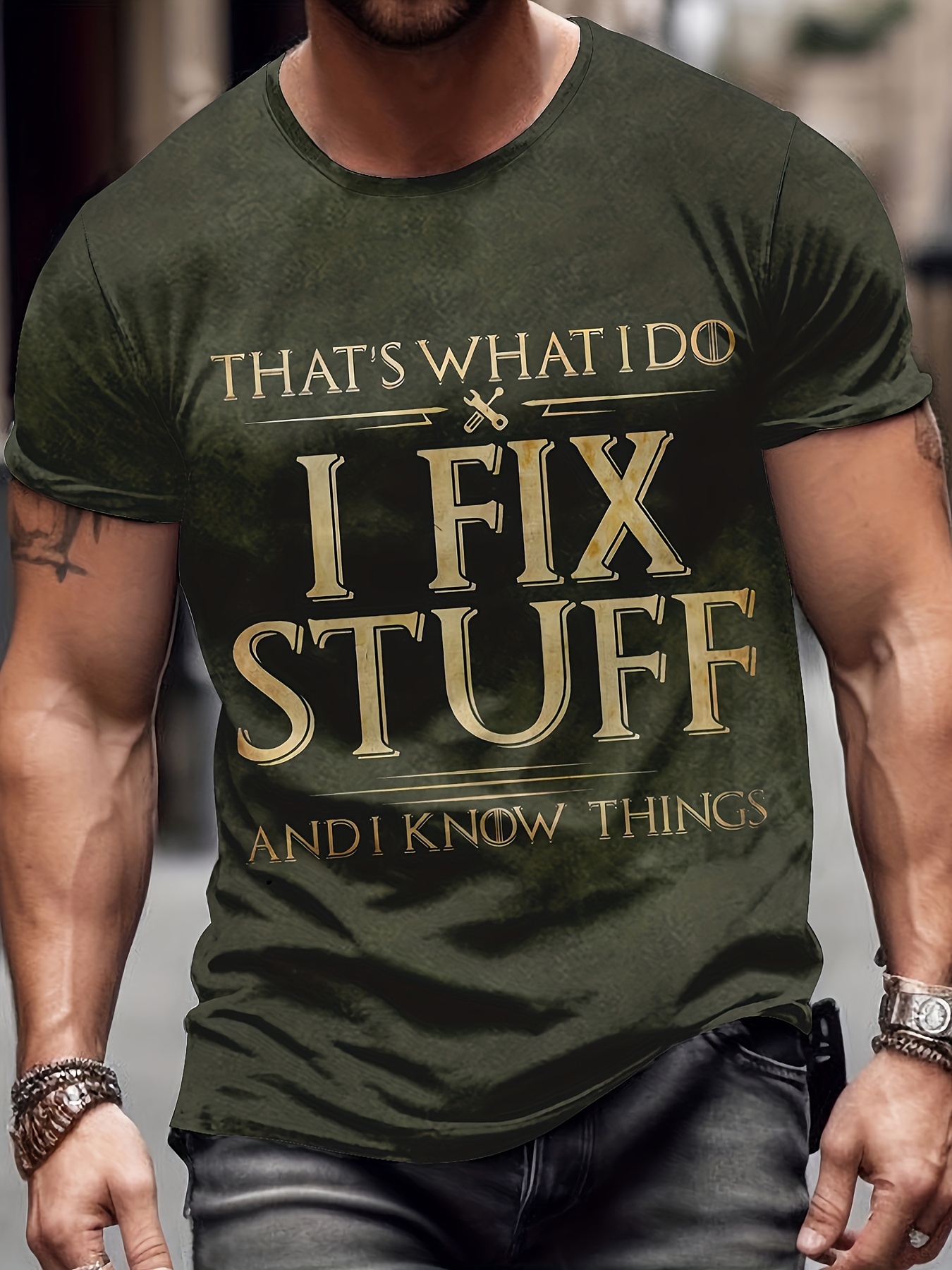 fix stuff slogan 3d digital pattern print graphic mens t shirts causal tees short sleeves comfortable pullover tops mens summer clothing details 0