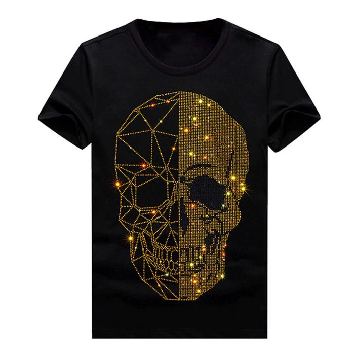 rhinestone various skull pattern print mens t shirt halloween style graphic slight stretch tee mens summer clothes mens outfits details 4