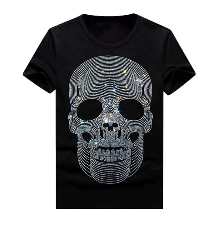 rhinestone various skull pattern print mens t shirt halloween style graphic slight stretch tee mens summer clothes mens outfits details 9