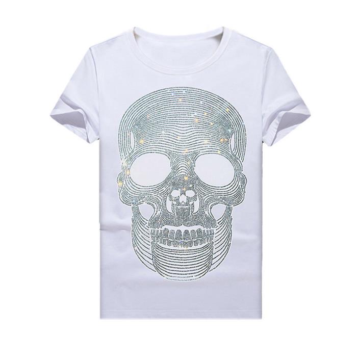 rhinestone various skull pattern print mens t shirt halloween style graphic slight stretch tee mens summer clothes mens outfits details 10