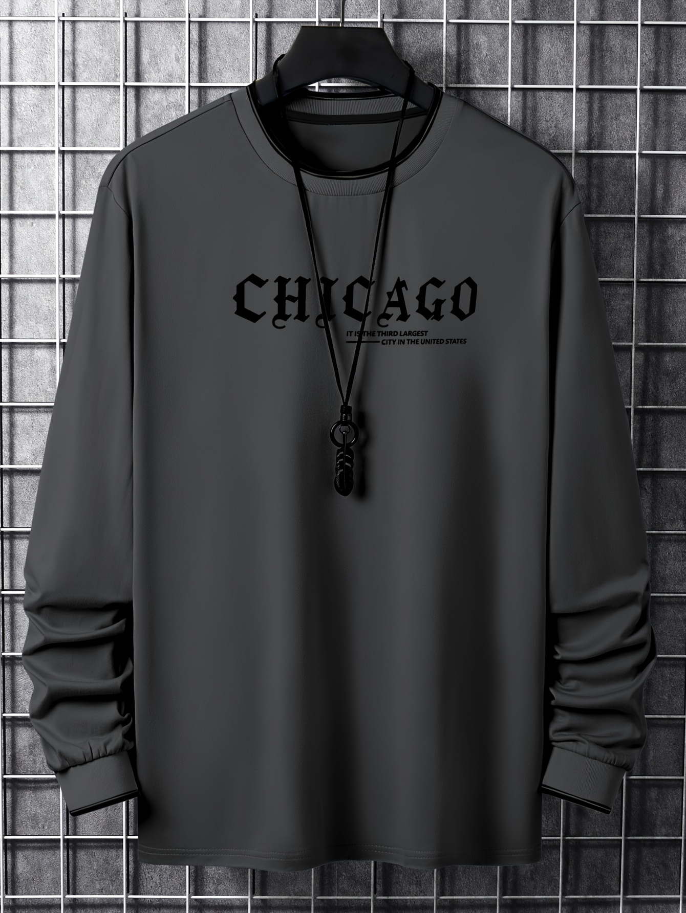 chicago print mens street daily long sleeve high stretch t shirt spring fall outdoor mens clothing details 21