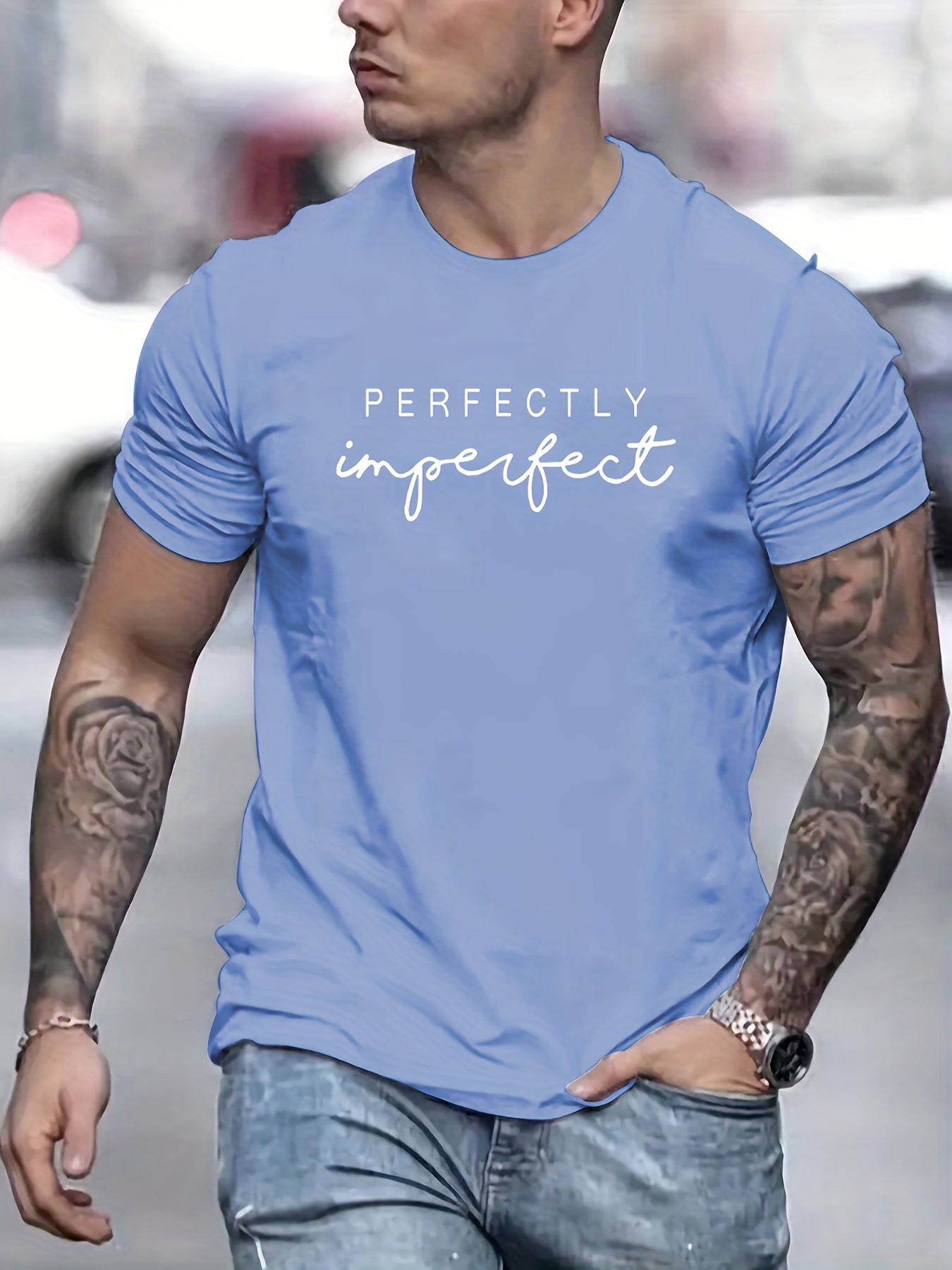 perfectly imperfect print t shirt mens casual street style slightly stretch round neck tee shirt for summer fall details 15