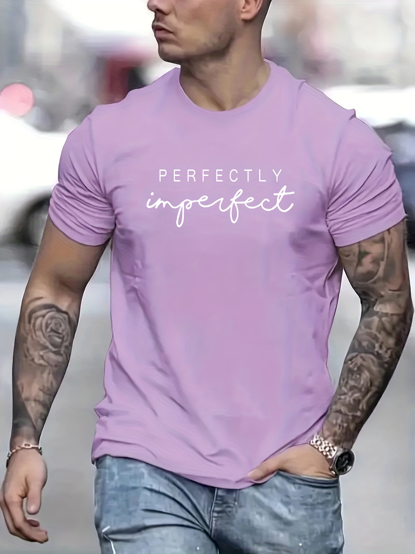 perfectly imperfect print t shirt mens casual street style slightly stretch round neck tee shirt for summer fall details 20