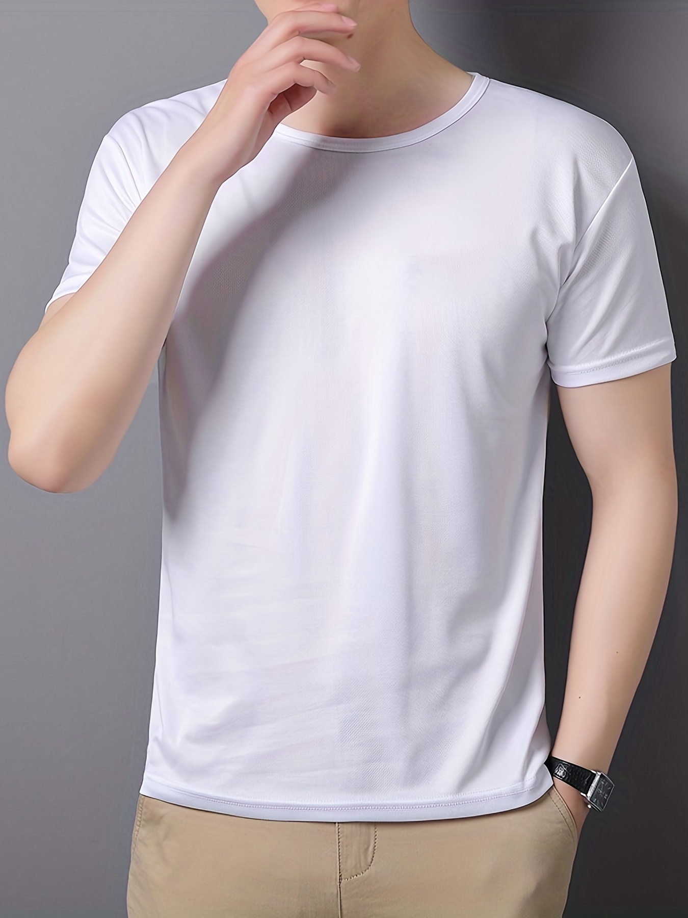 mens quick dry solid color comfy t shirt mens summer outdoor clothes mens clothing tops for men details 5