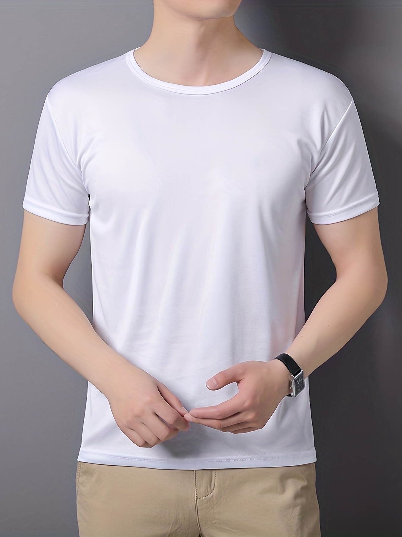 mens quick dry solid color comfy t shirt mens summer outdoor clothes mens clothing tops for men details 7