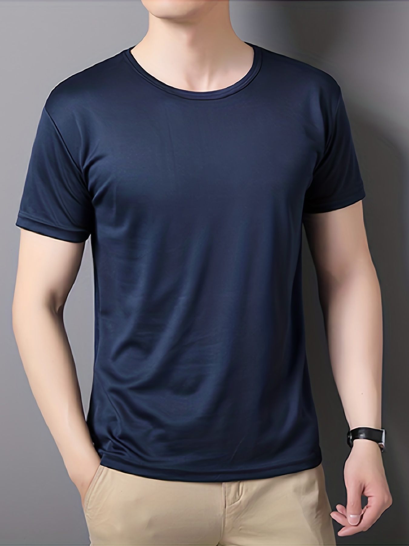 mens quick dry solid color comfy t shirt mens summer outdoor clothes mens clothing tops for men details 13