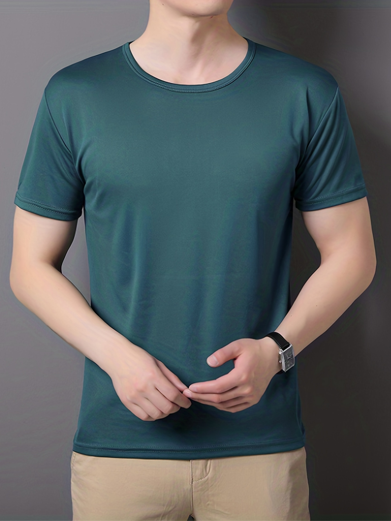 mens quick dry solid color comfy t shirt mens summer outdoor clothes mens clothing tops for men details 28