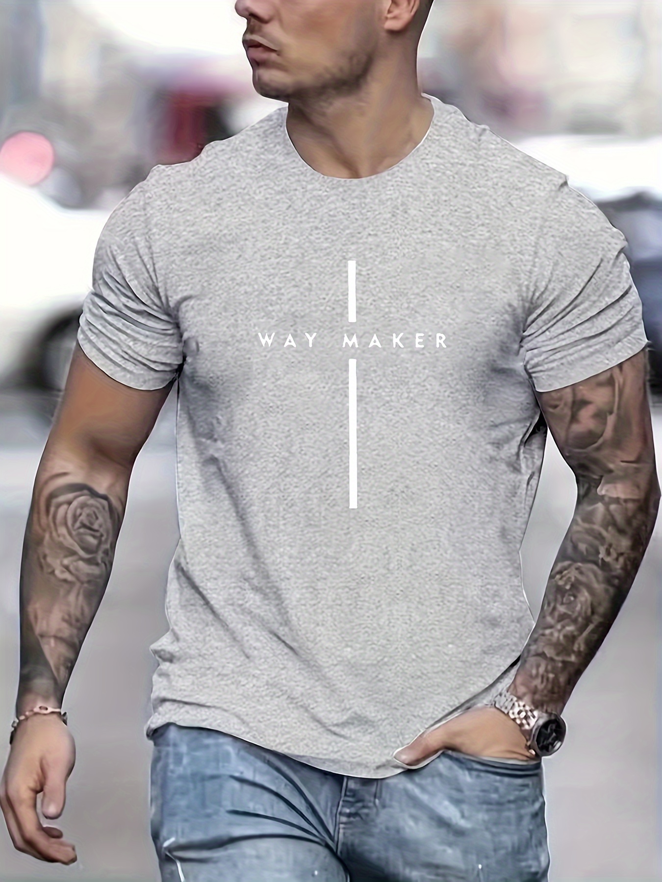 stylish letter print mens casual summer crew neck t shirt gift for men details 5