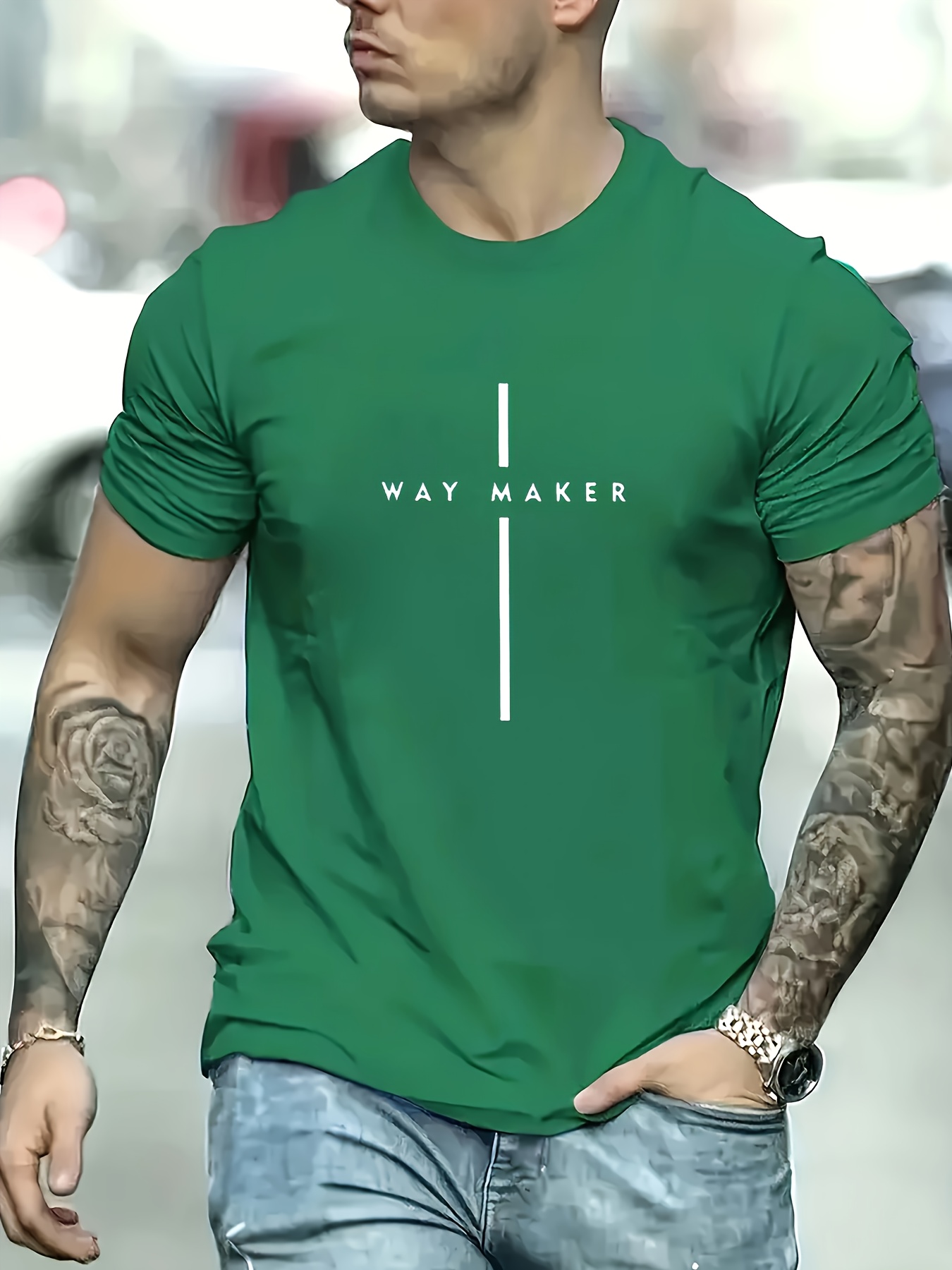 stylish letter print mens casual summer crew neck t shirt gift for men details 30