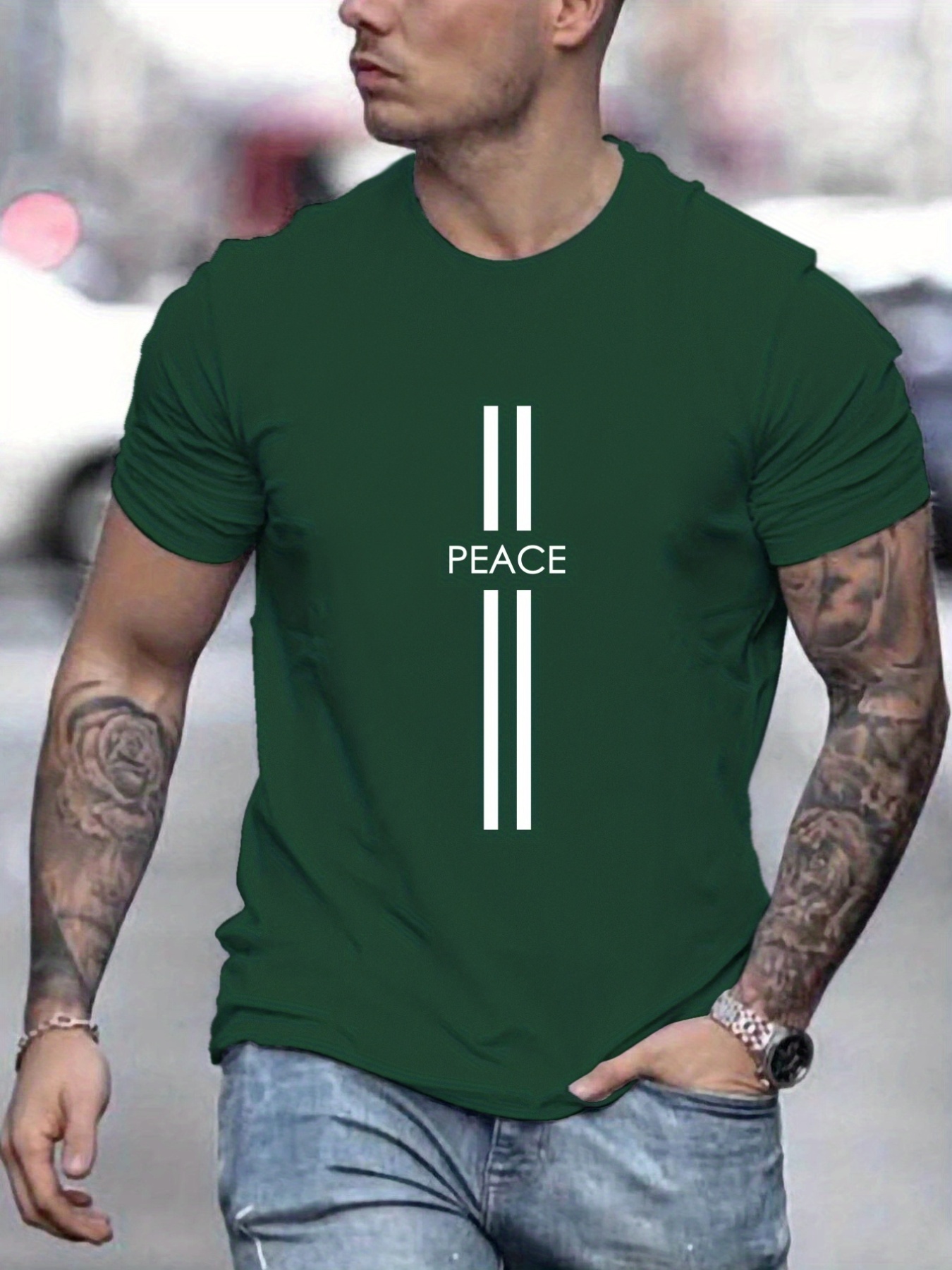 peace mens summer round neck mens short sleeve t shirt casual wear mens clothing details 26