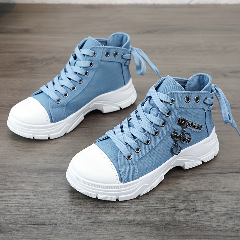 womens platform side zipper design canvas shoes casual lace up outdoor shoes comfortable valentines day sneakers details 7