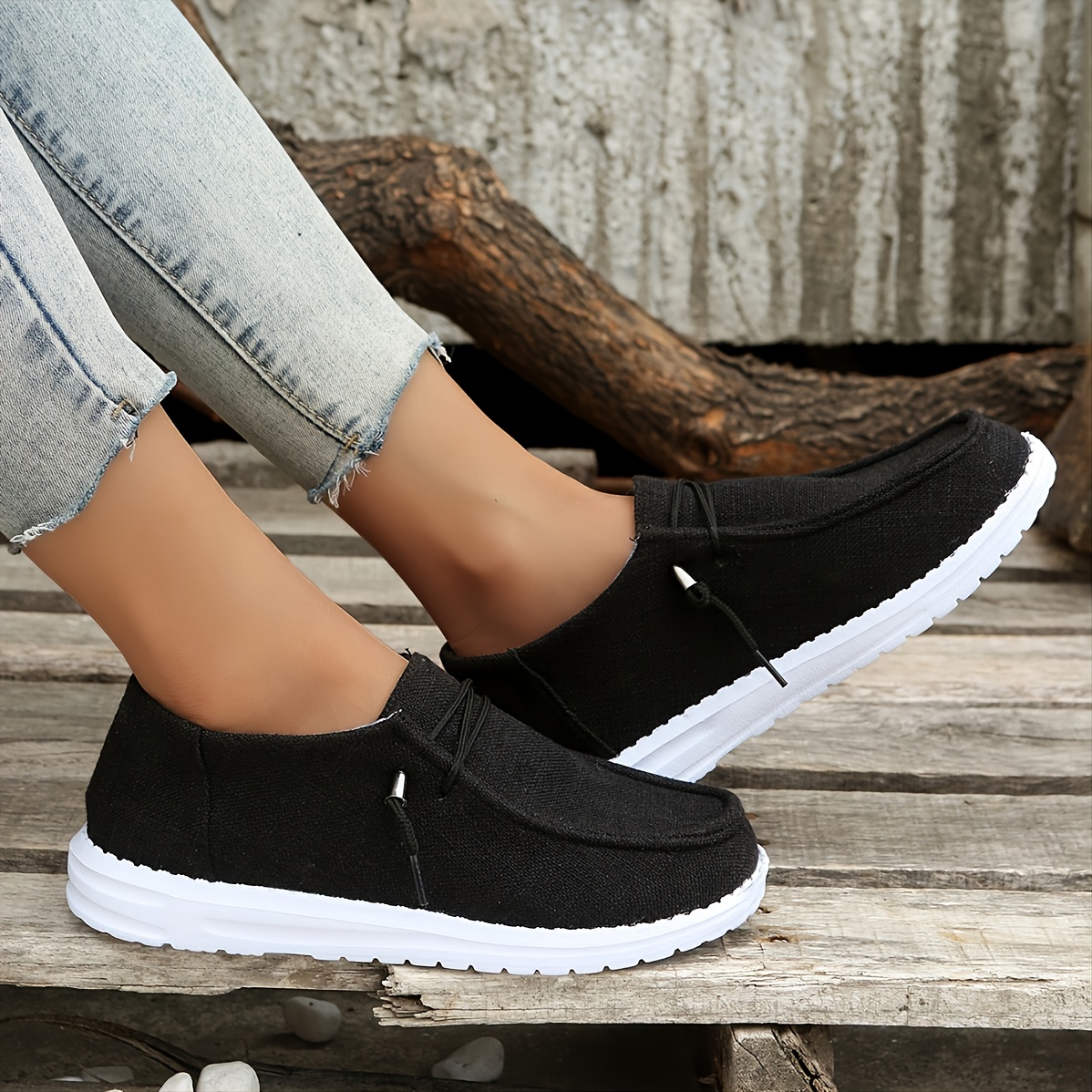 womens lightweight canvas shoes solid color lace up low top comfy casual sneakers womens walking shoes details 0