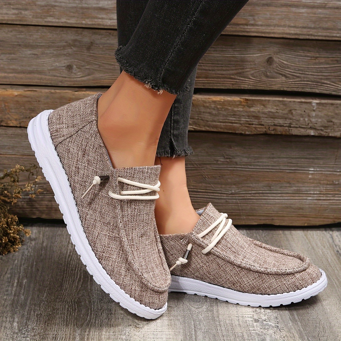 womens lightweight canvas shoes solid color lace up low top comfy casual sneakers womens walking shoes details 9