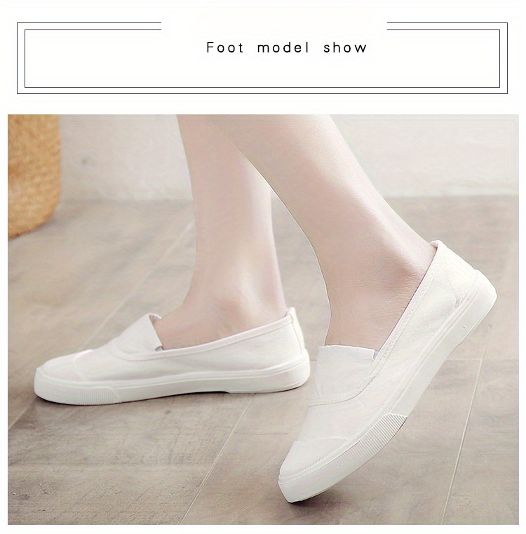 Women s Slip On Canvas Shoes, Casual Contrast Color Low Top Flat Shoes, Lightweight All-Match Walking Shoes details 9