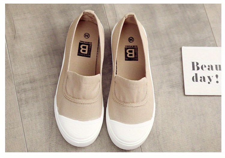 Women s Slip On Canvas Shoes, Casual Contrast Color Low Top Flat Shoes, Lightweight All-Match Walking Shoes details 14