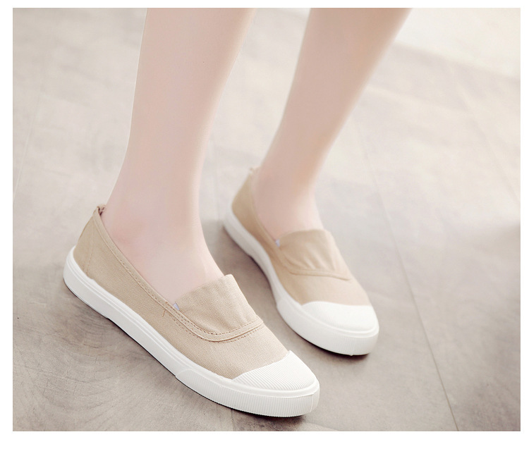 Women s Slip On Canvas Shoes, Casual Contrast Color Low Top Flat Shoes, Lightweight All-Match Walking Shoes details 17