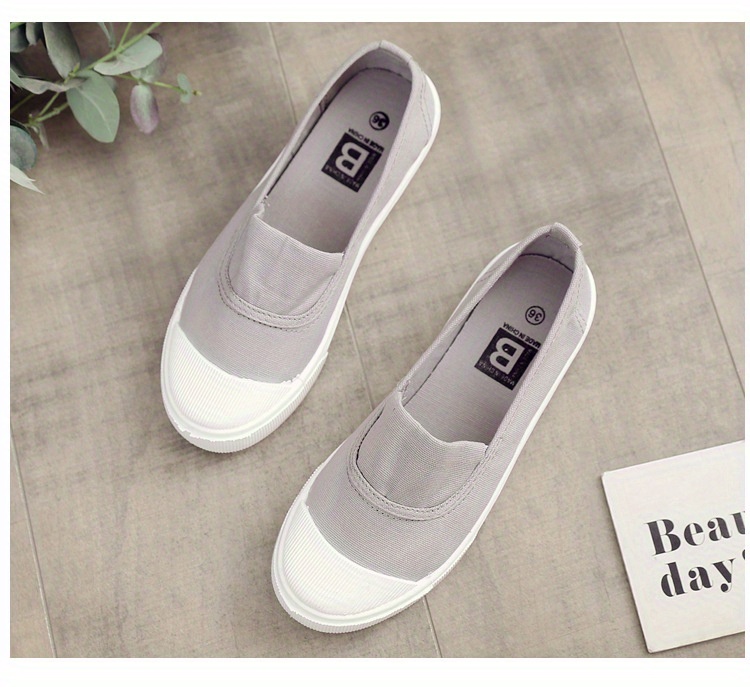 Women s Slip On Canvas Shoes, Casual Contrast Color Low Top Flat Shoes, Lightweight All-Match Walking Shoes details 20