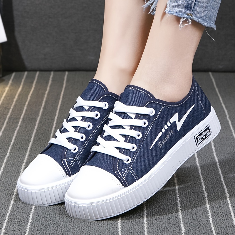 womens solid color casual shoes lace up soft sole lightweight skate shoes low top walking canvas shoes details 2