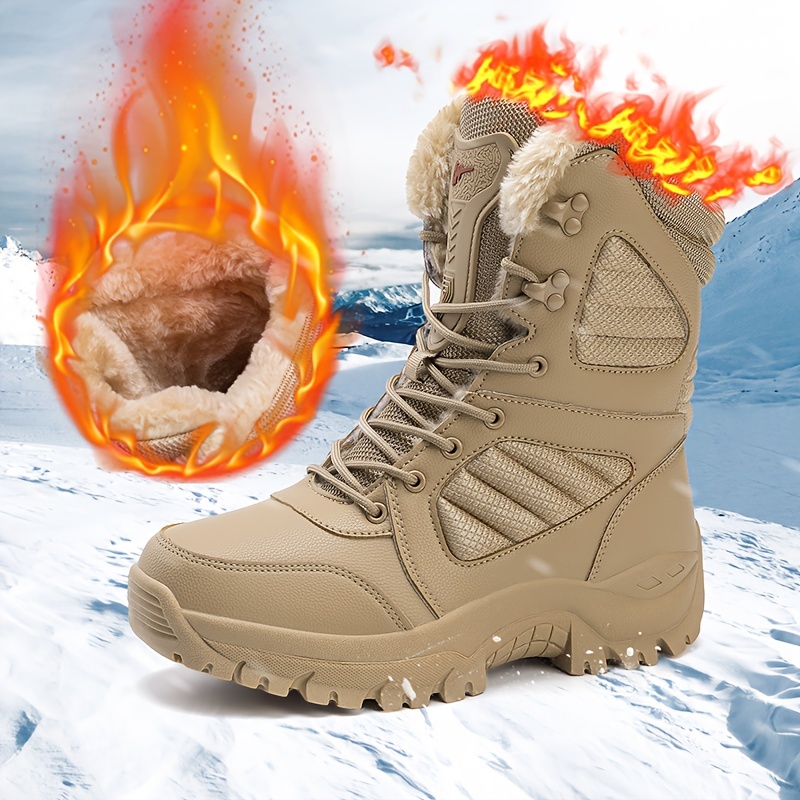 mens slip resistant snow boots winter thermal shoes windproof hiking boots with faux fur lining details 1