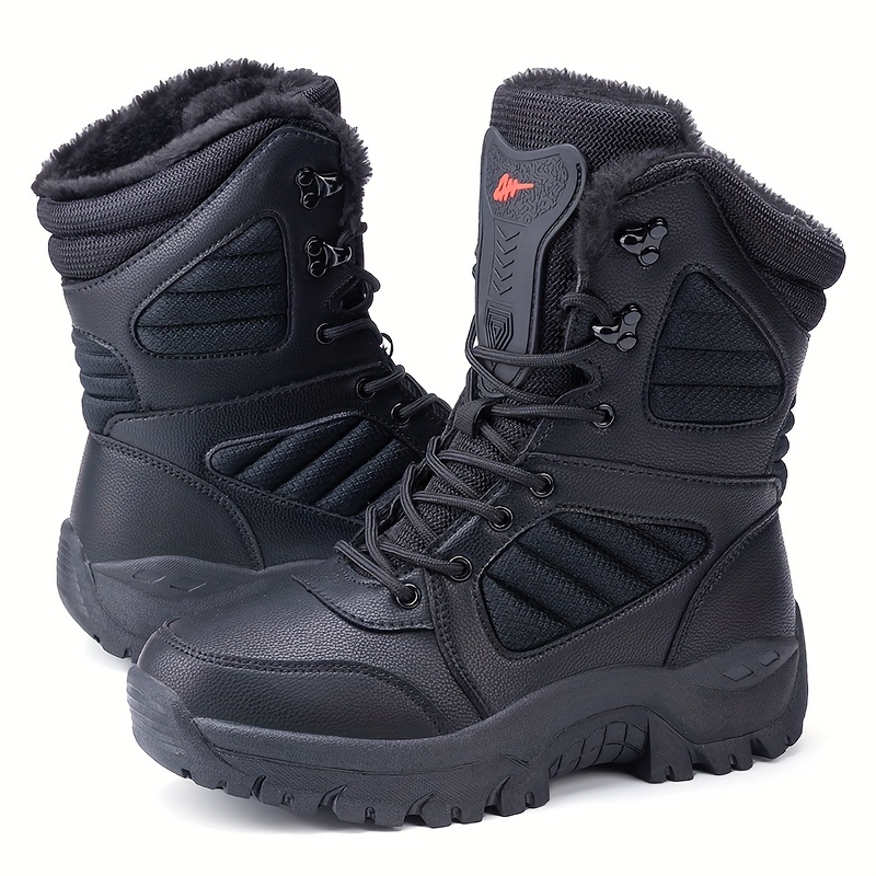 mens slip resistant snow boots winter thermal shoes windproof hiking boots with faux fur lining details 5